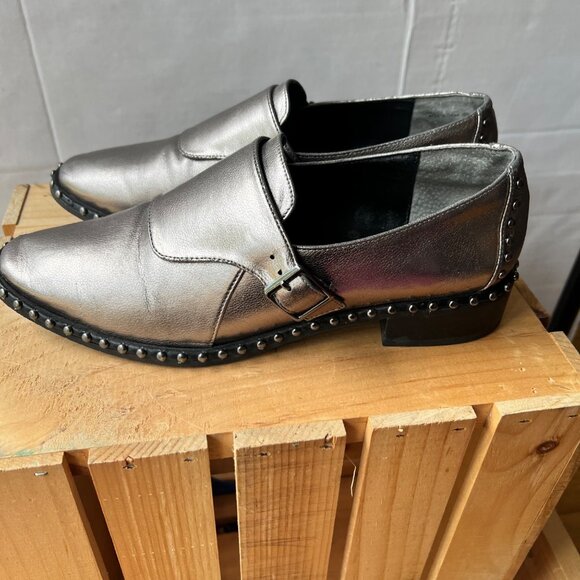 Adrianna Papell size 9 Silver Metallic Studded Loafers - Picture 7 of 14